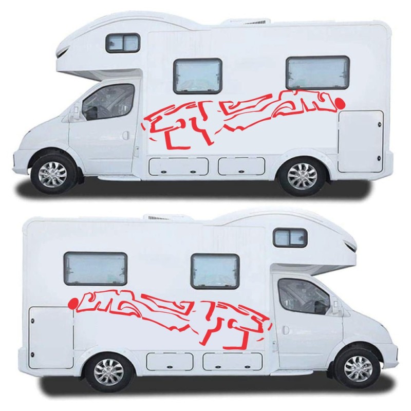 Adesivo Per Camper-Roulotte Stile Graffiti Colore Rosso - Star Sam