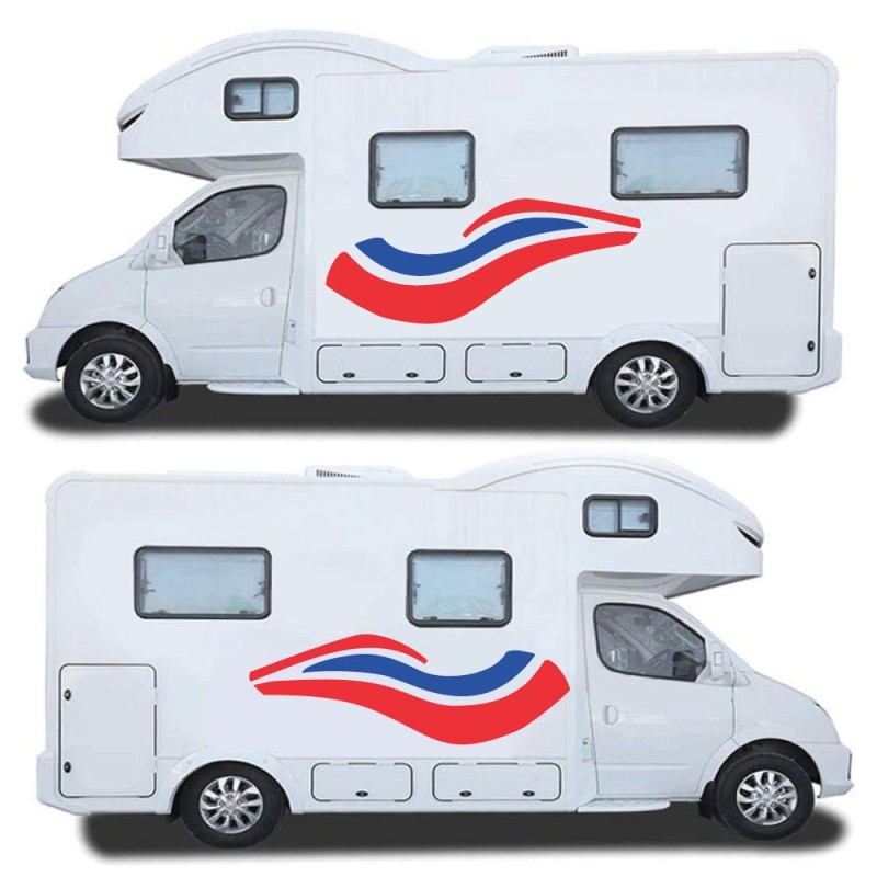 Red & Blue Side Stripes Caravan Stickers - Star Sam