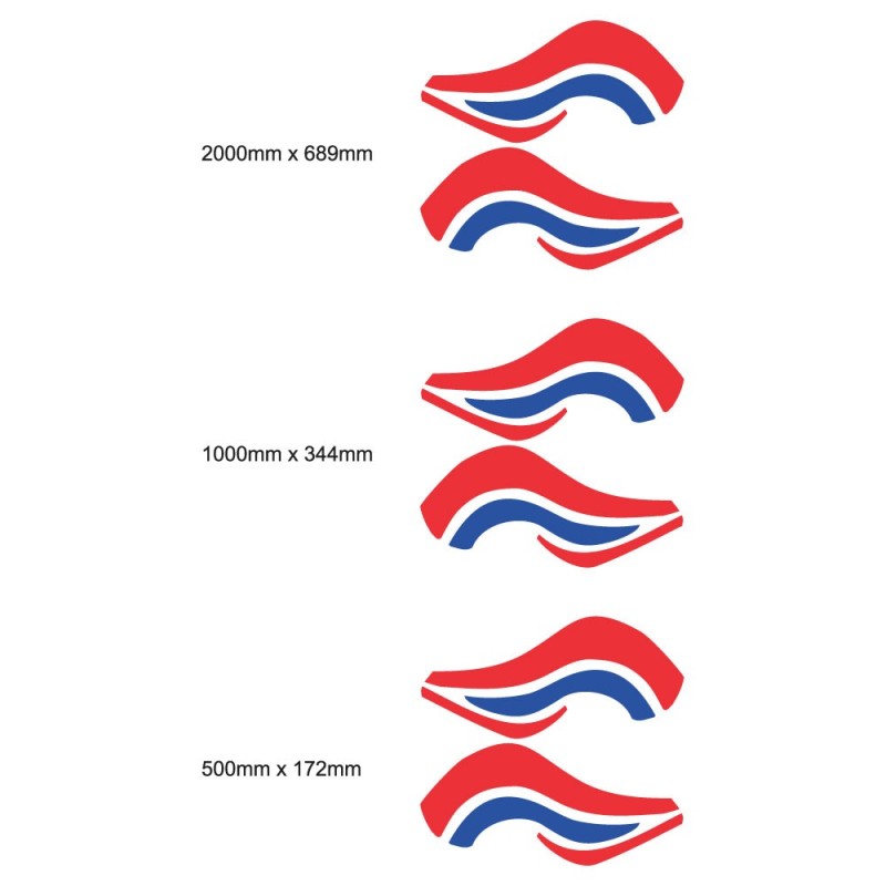 Red & Blue Side Stripes Caravan Stickers - Star Sam