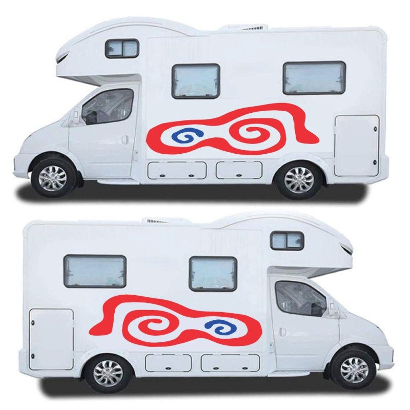 Adesivi Camper-Roulotte Stile Psichedelico Colore Rosso - Star Sam