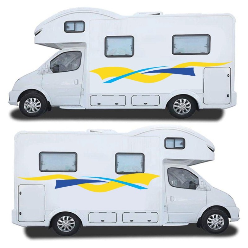 Adesivi Camper-Roulotte Sidestripes Grigio e Rosso - Star Sam