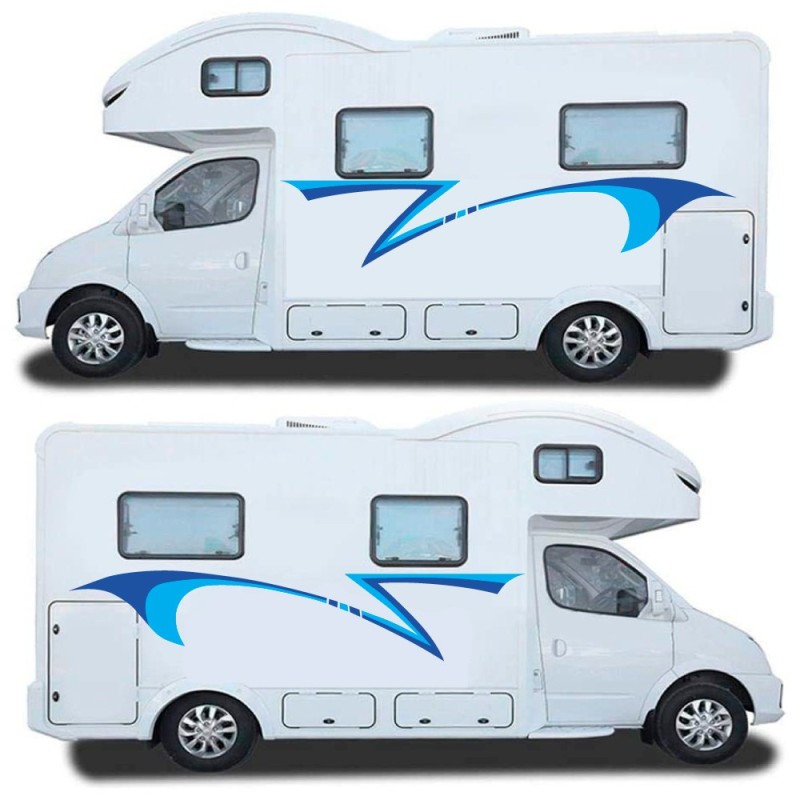 Blue Side Stripes Caravan Decals - Star Sam