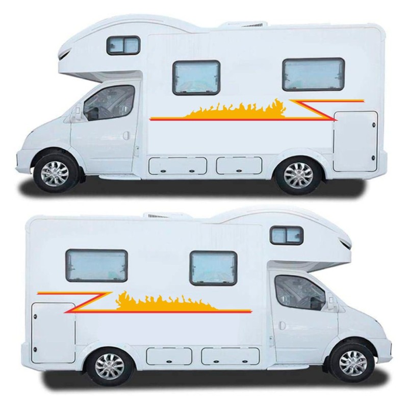 Stickers Pour Camping Car Flaming Stripes (Feu) - Star Sam