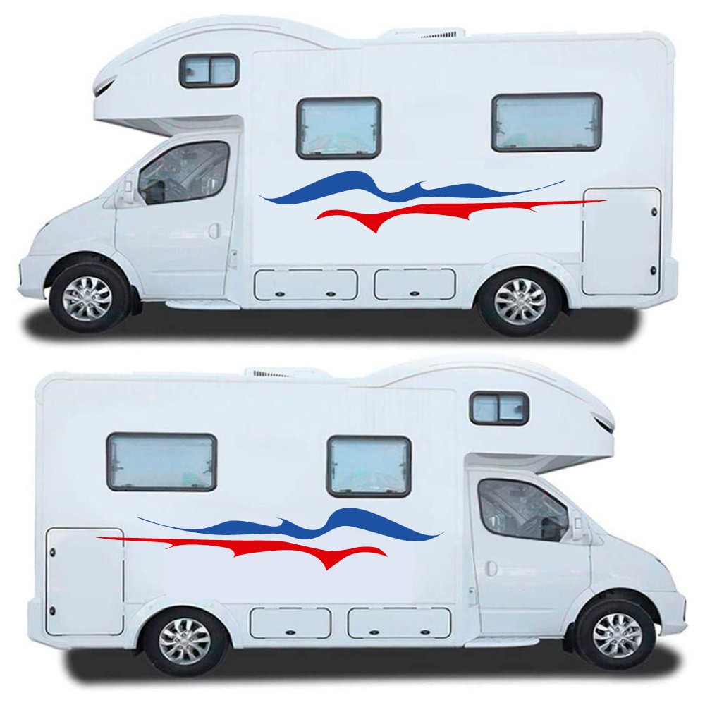 Red And Blue Side Stripes Caravan Stickers-Decals - Star Sam
