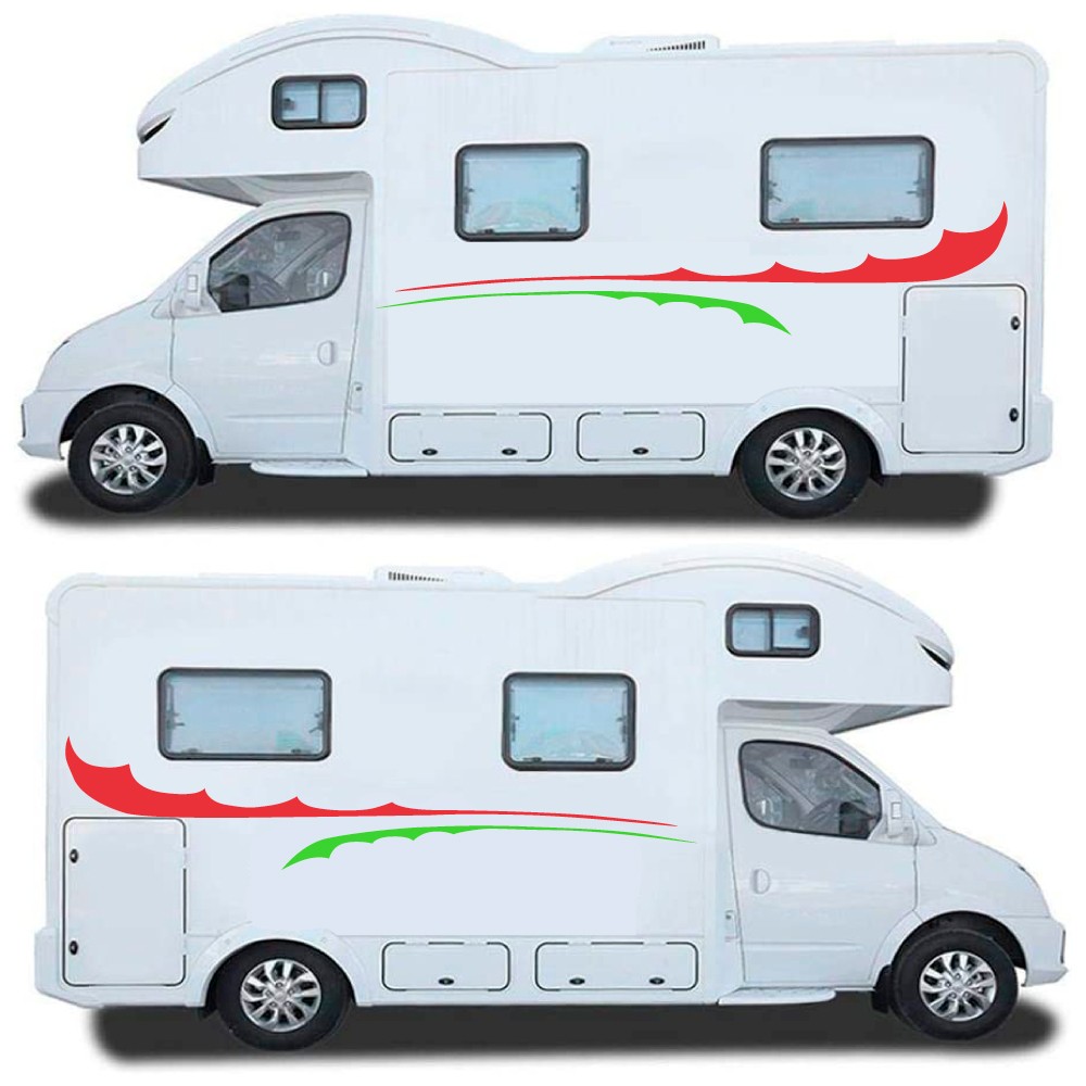 Red and Green Side Stripes Caravan Stickers-Decals - Star Sam