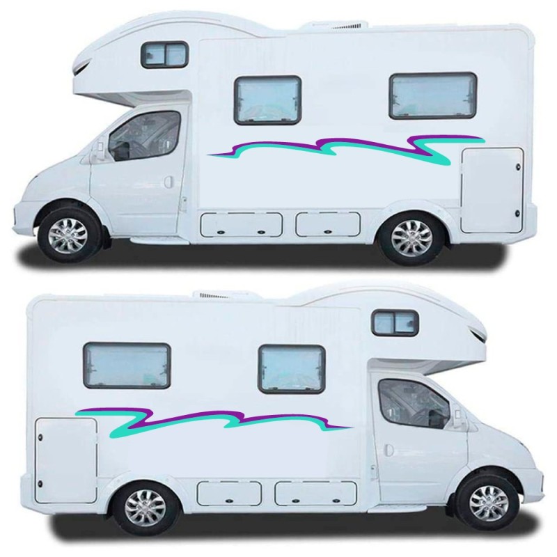 Lilac And Mint Side Stripes Caravan Stickers-Decals  - Star Sam