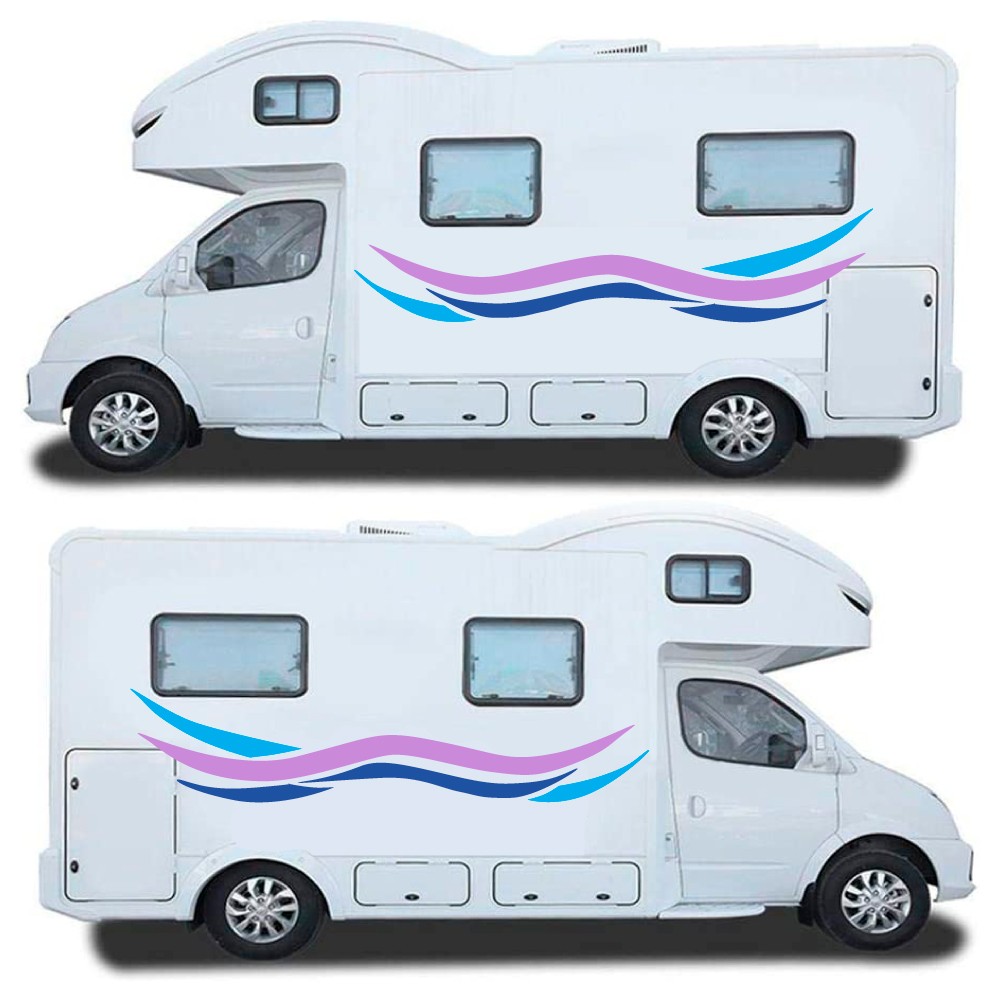 Blue and Lilac Side Stripes Caravan Stickers-Decals - Star Sam
