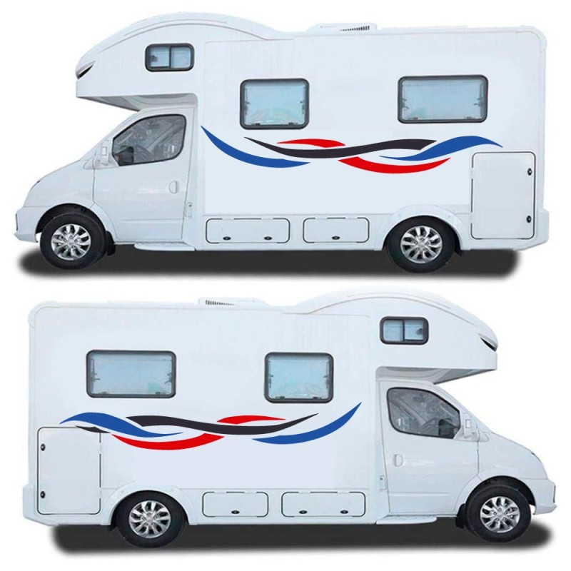 Red And Blue Side Stripes Caravan Stickers-Decals - Star Sam