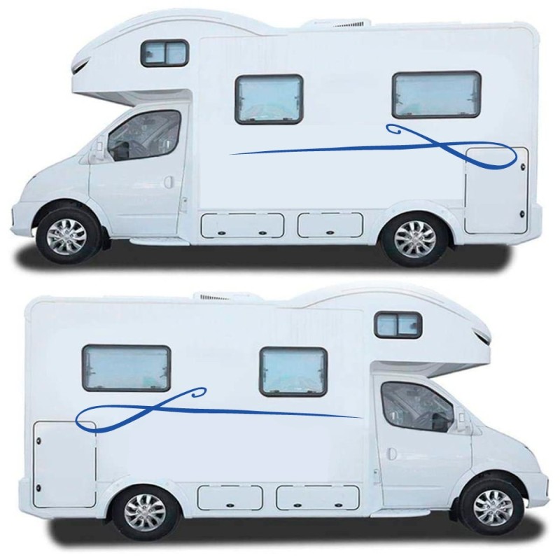 Blue Side Stripes Caravan Stickers - Star Sam