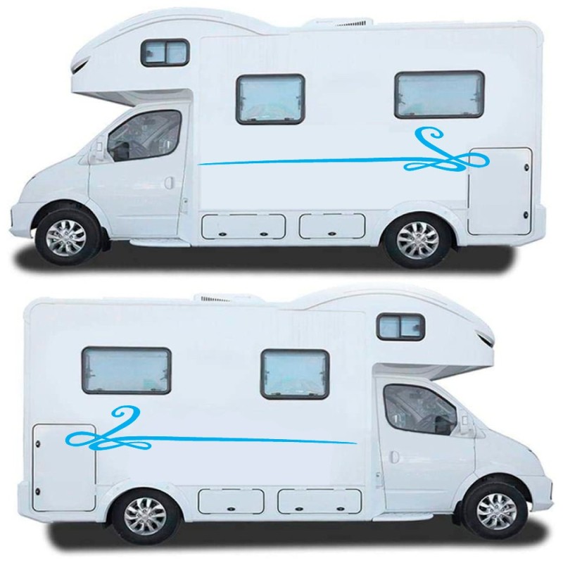 Adesivi Per Camper Strisce Laterali Colore Blu - Star Sam