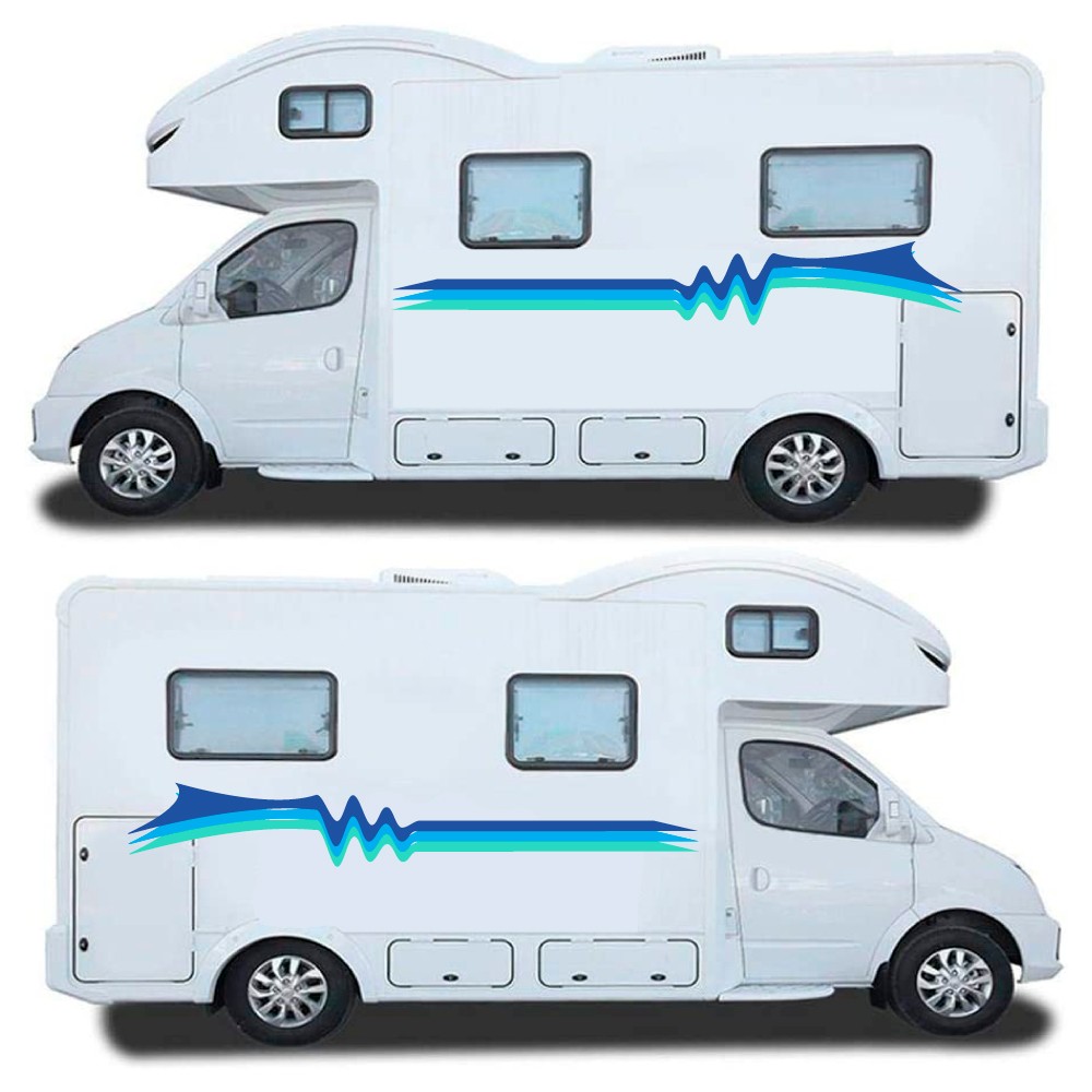 Stickers Pour Camping Car Bandes Latérales Bleu - Star Sam