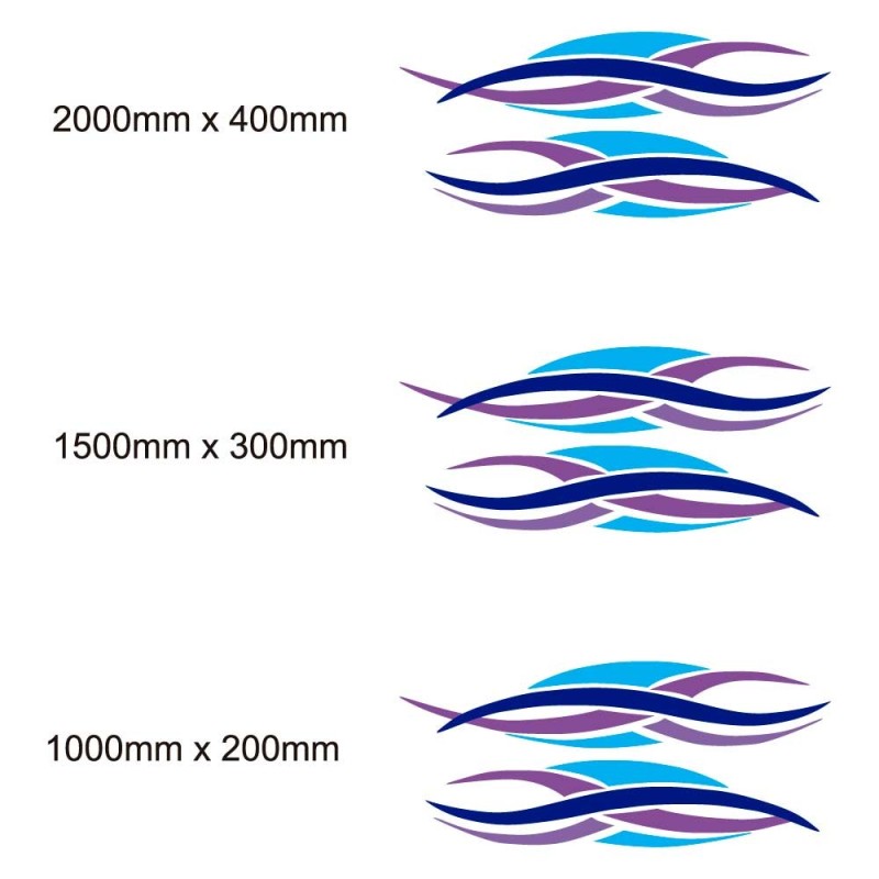 Blue and Lilac Side Stripes Caravan Stickers - Star Sam