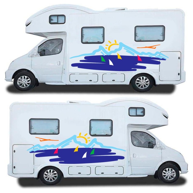 Set Autocollants Pour La Caravane Thème Maritime Mod.9 - Star Sam