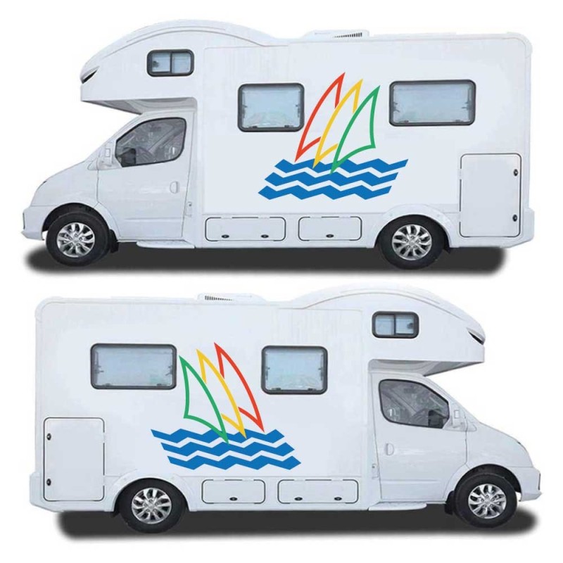 Set Autocollants Pour La Caravane Thème Maritime Mod.12 - Star Sam