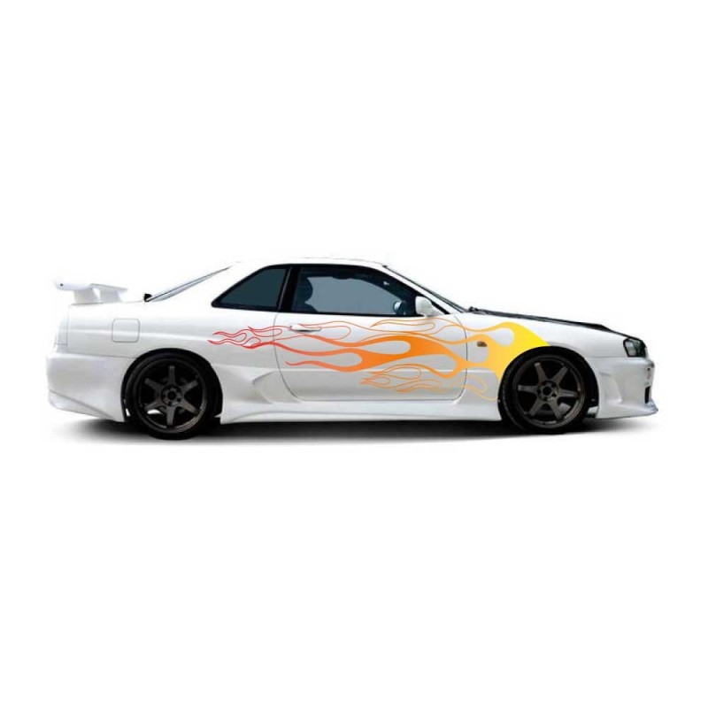 Autocollants Voiture flammes feu Mod.6 orange