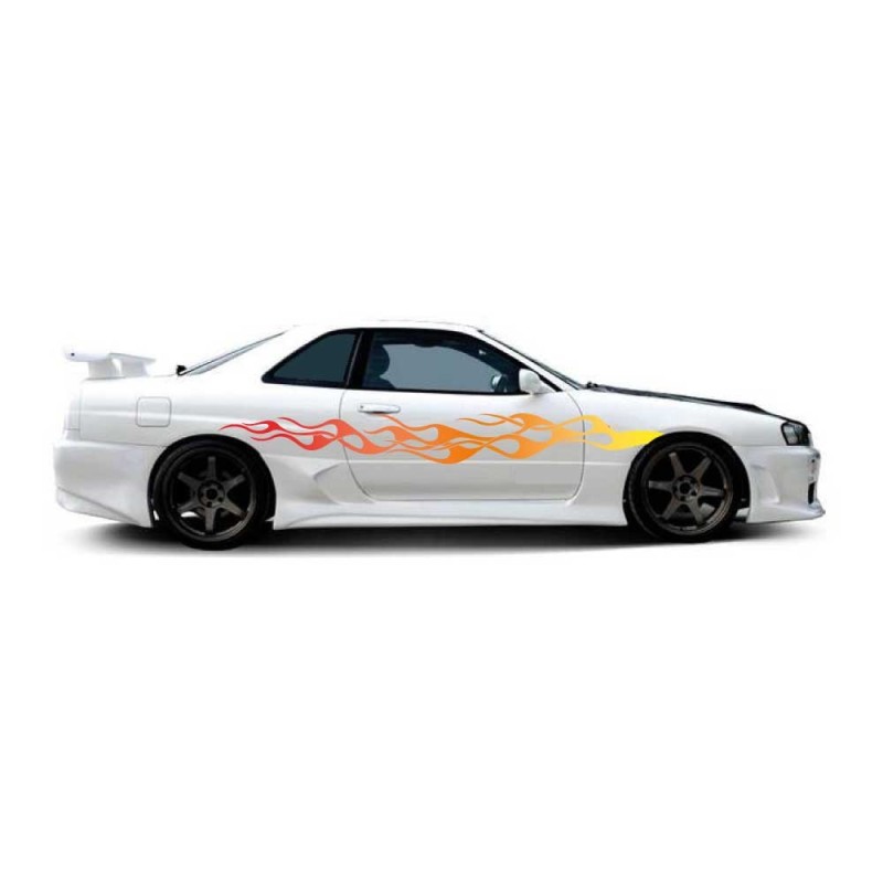 Autocollants Voiture flammes feu Mod.7 orange