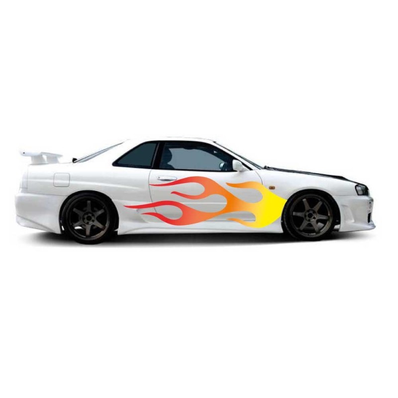 Autocollants Voiture flammes feu Mod.8 orange