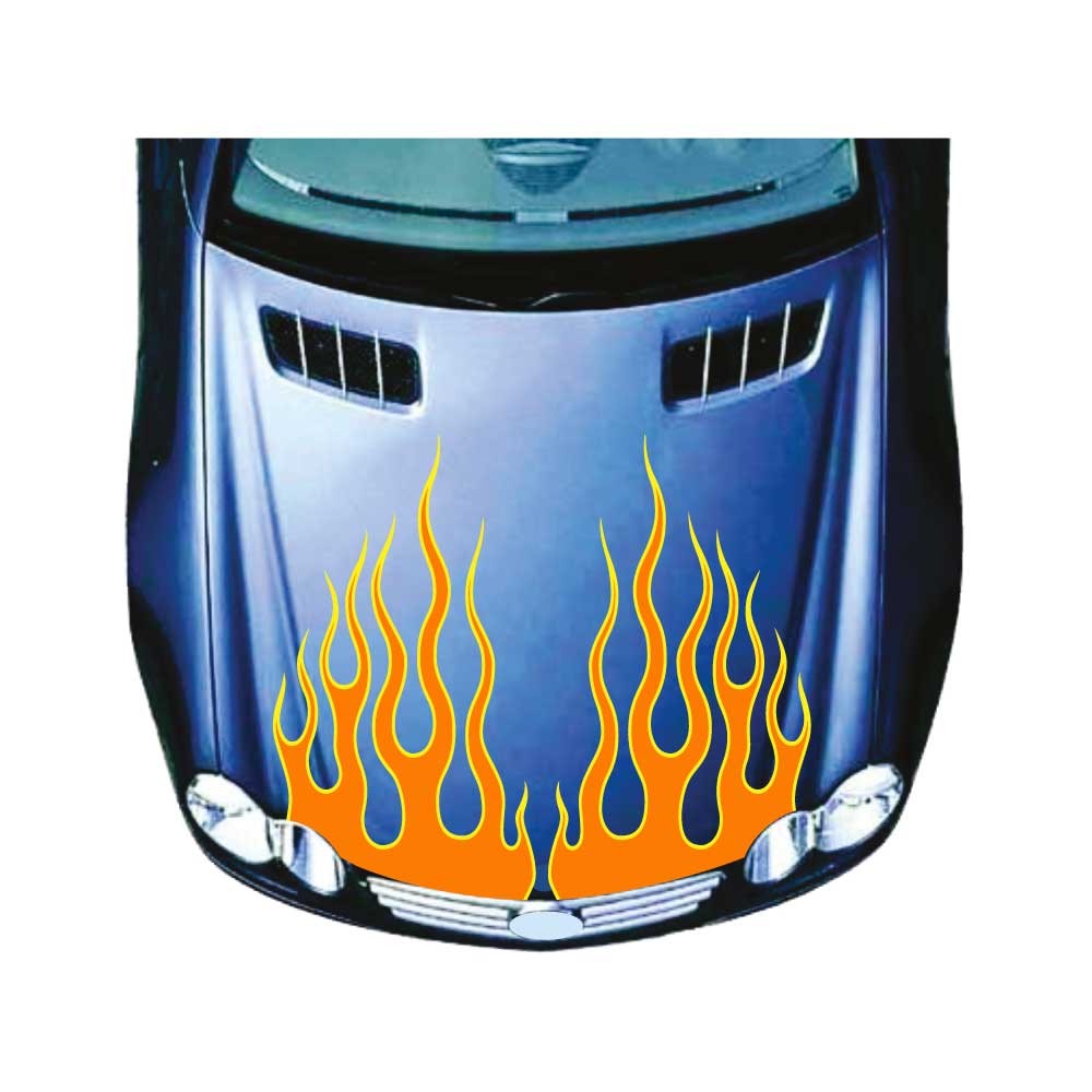 Car hood sticker flames of fire Mod.12 orange