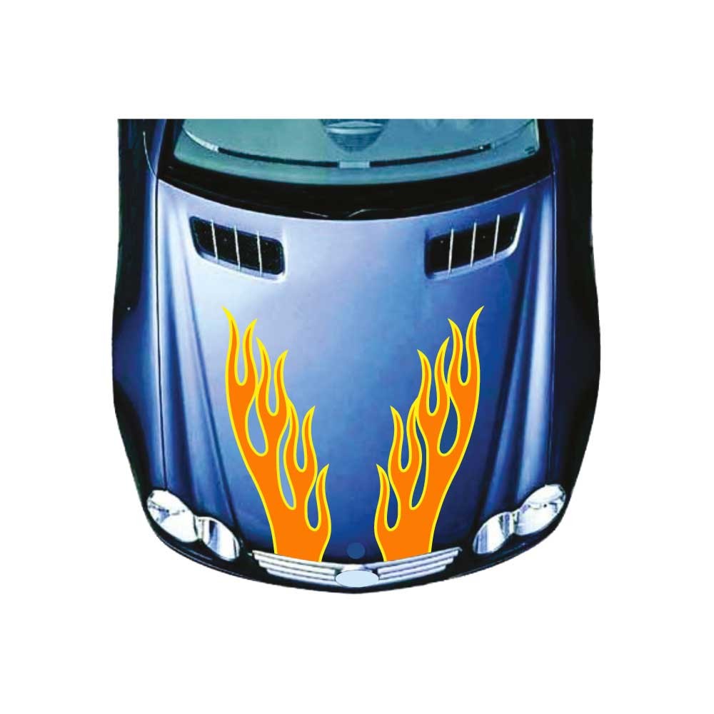 Car hood sticker flames of fire Mod.14 orange