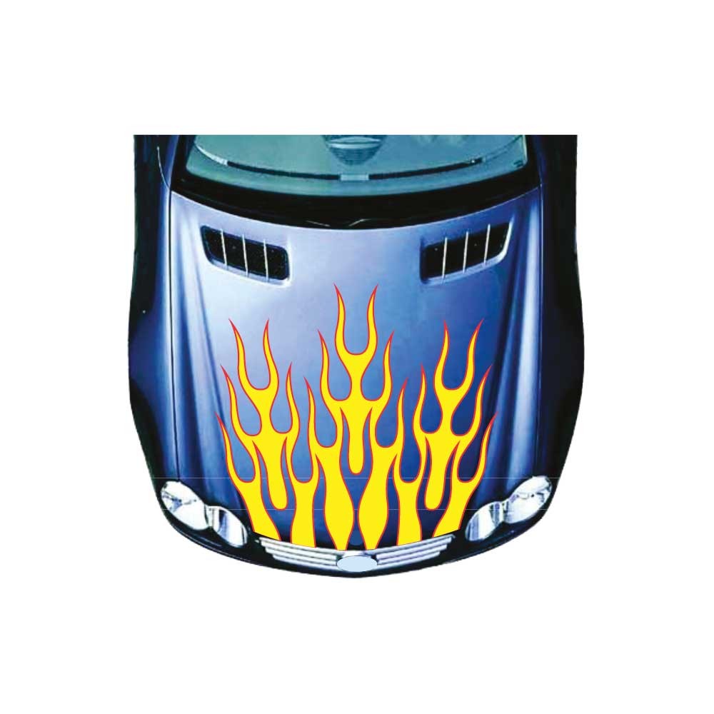 Naklejka na maskę samochodu ogień płomienie Mod.17 żółty