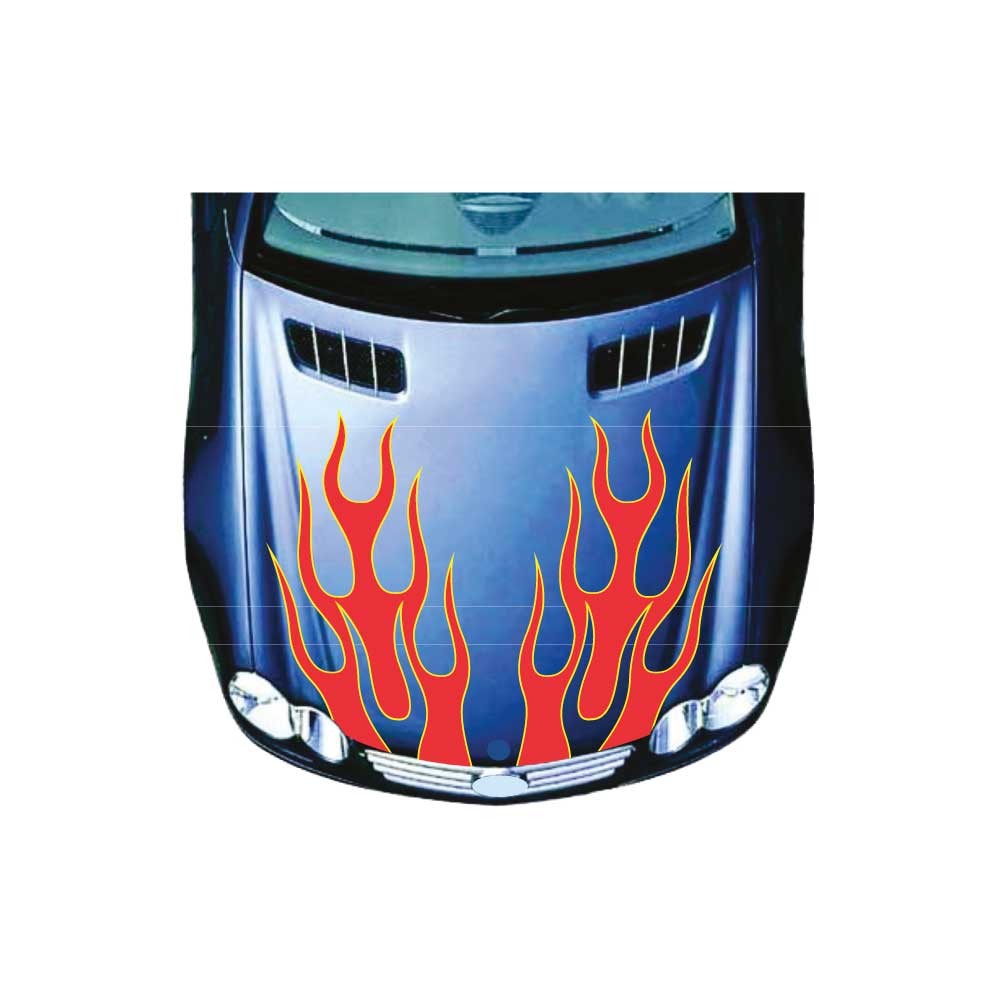 Naklejka na maskę samochodu ogień płomienie Mod.18 czerwony