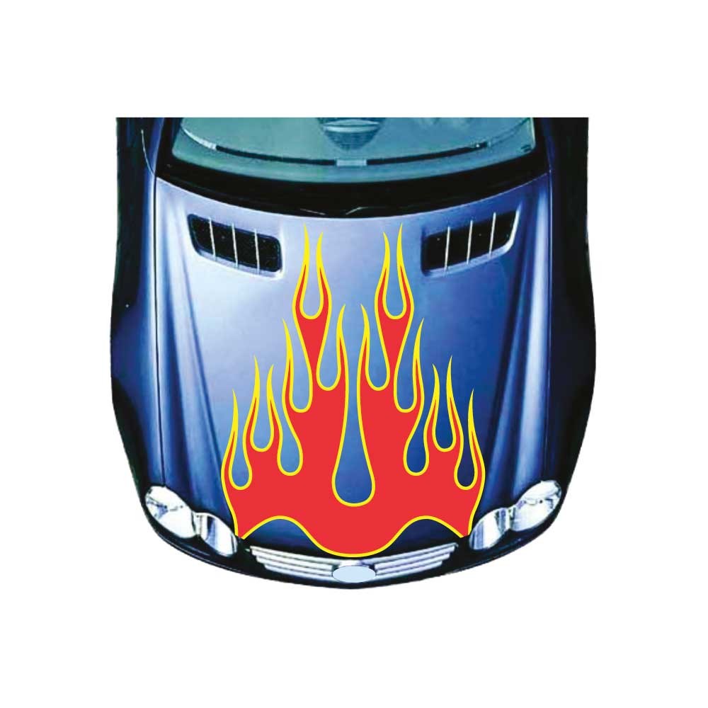 Naklejka na maskę samochodu ogień płomienie Mod.20 czerwony