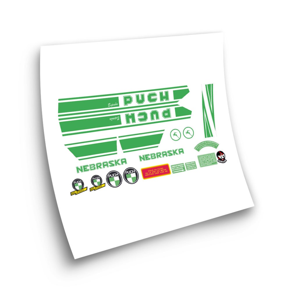 Autocollant Motos Puch Nebraska Verts Set de Sticker - Star Sam